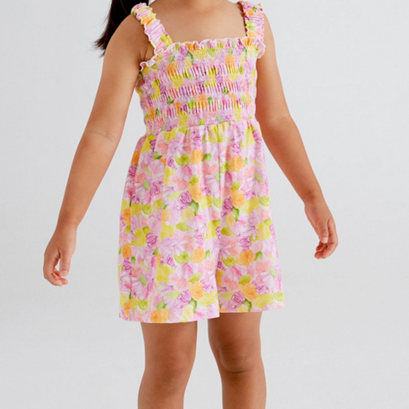 Tuta Con Bretelle A Nido D'Ape Multicolour In Cotone Bambina MAYORAL 3837 - MAYORAL - LuxuryKids