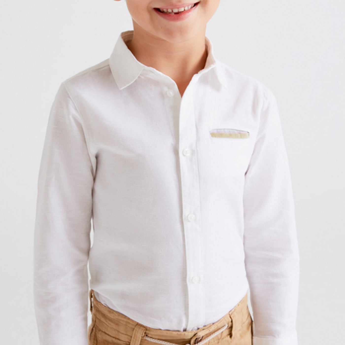 Camicia Manica Lunga Basica Bianca  In Misto Cotone Bambino MAYORAL 3121 - MAYORAL - LuxuryKids