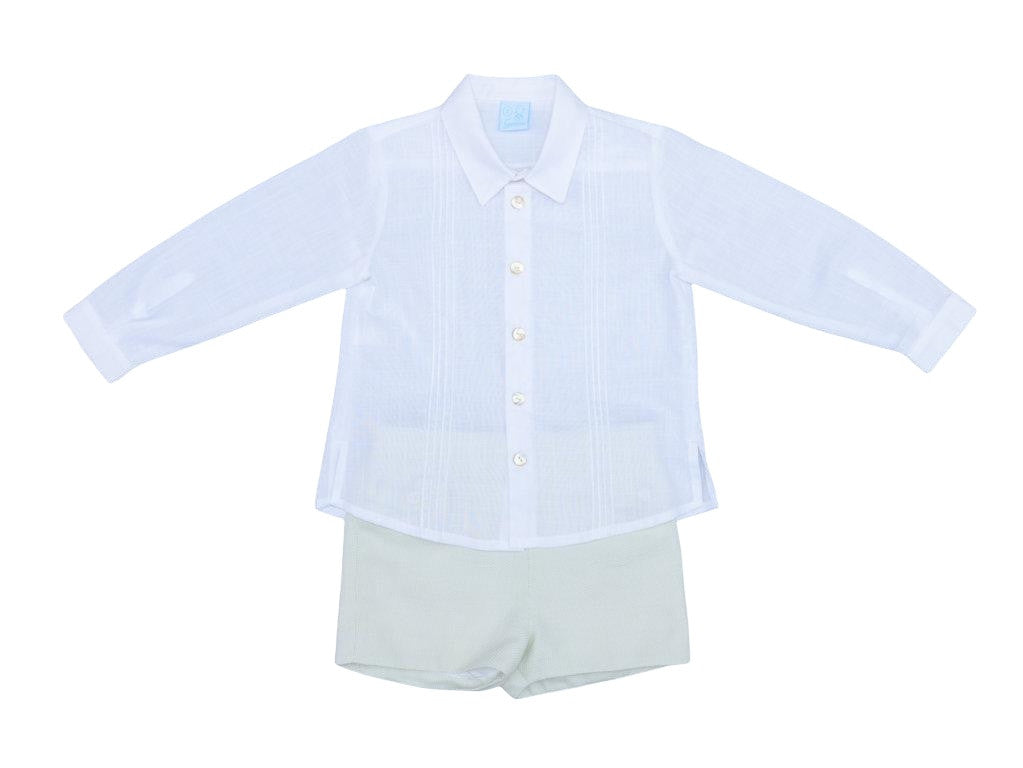 Completo In Cotone Camicia Manica Lunga E Pantaloncino In Pique Bambino GRANLEI 578 - GRANLEI - LuxuryKids