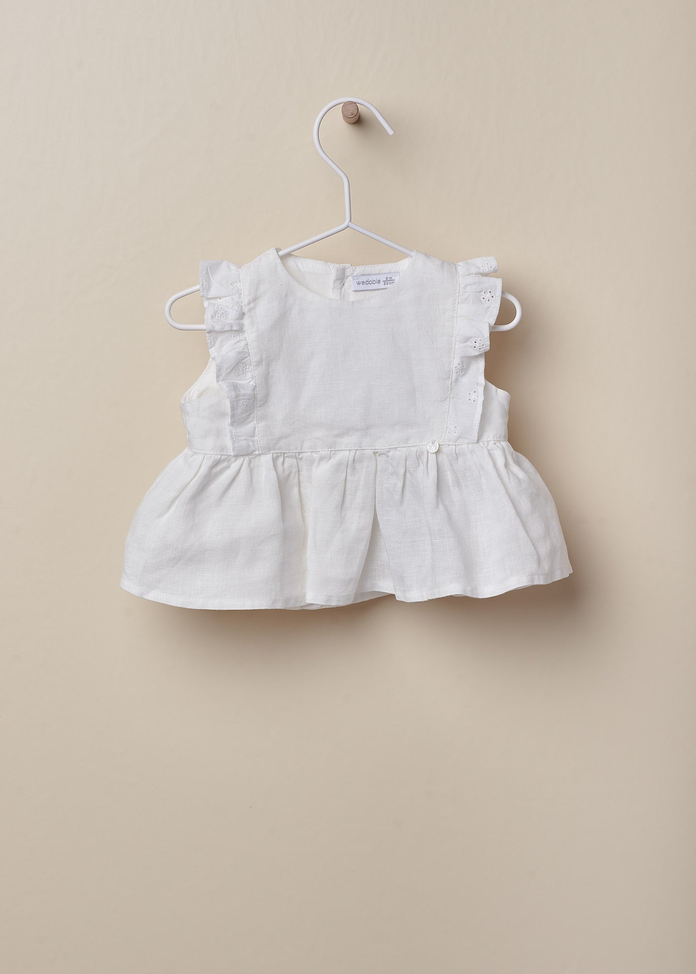 Blusa Giro Manica Neonata In Lino Wedoble 07720 - WEDOBLE - LuxuryKids