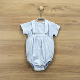 Completo Salopette E Maglietta Verde Fantasia Stella In Cotone Unisex BABIDU 11228 - BABIDU - LuxuryKids