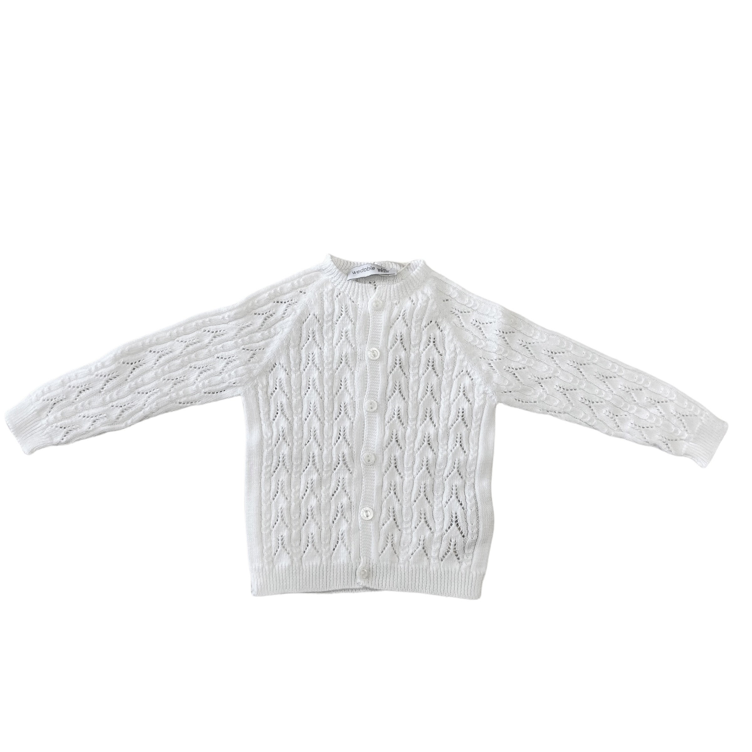 Cardigan In Filo Traforato E Lavorato Neonata WEDOBLE 06308A - WEDOBLE - LuxuryKids