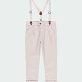 Pantalone Con Bretelle In Lino Beige Bambino BOBOLI 734026 - BOBOLI - LuxuryKids