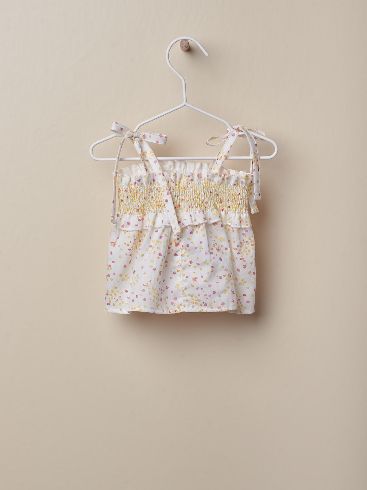 Top Con Spalline Strette E Punto Smock Con Fantasia Floreale In Cotone WEDOBLE 06720A - WEDOBLE - LuxuryKids