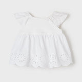 T-Shirt Mezza Manica Con Volant In Cotone Bianca Neonata Mayoral 1026 - MAYORAL - LuxuryKids