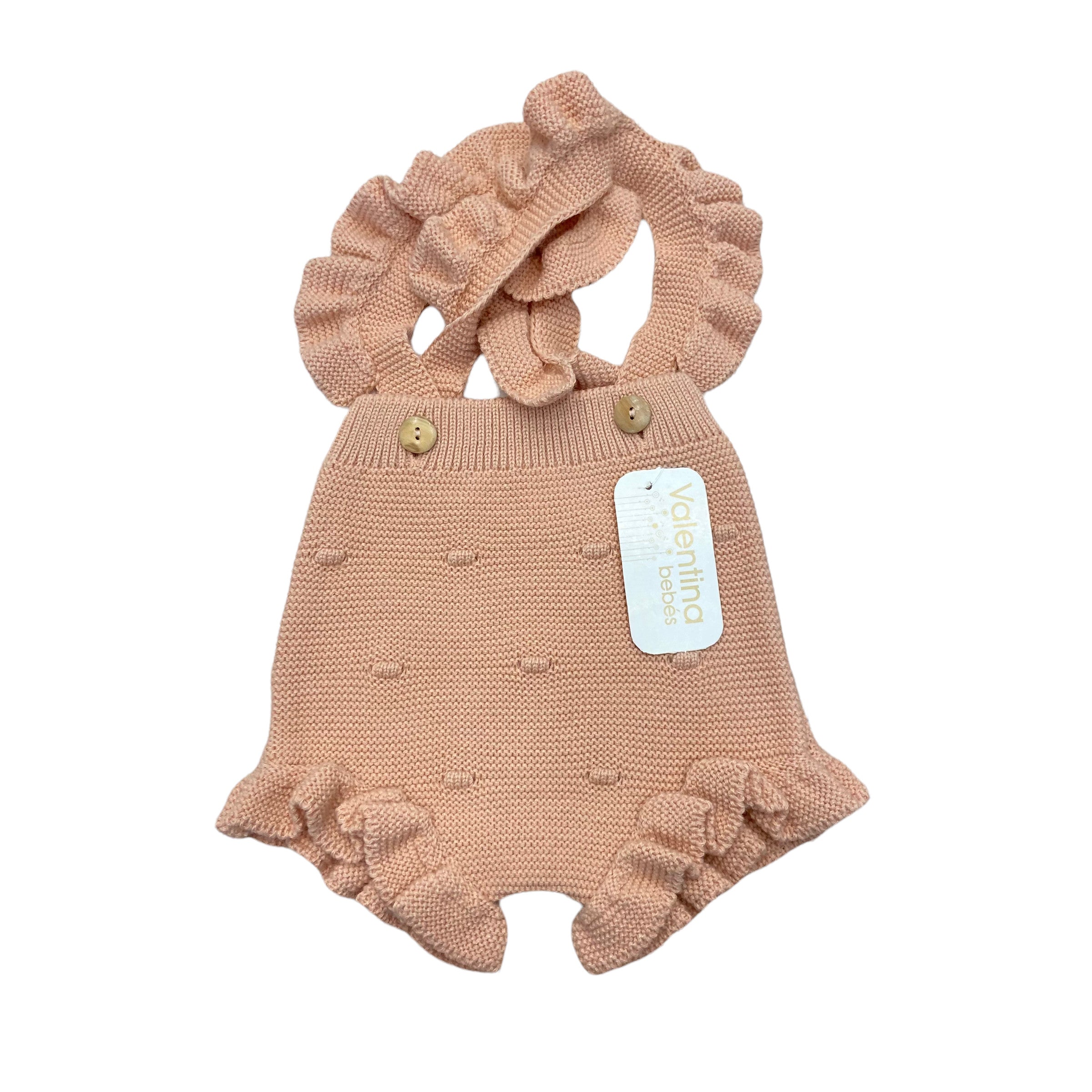 Salopette In Filo Con Rouches E Lavorazione In Rilievo Neonata VALENTINA BEBES PSA31 - VALENTINA BEBES - LuxuryKids