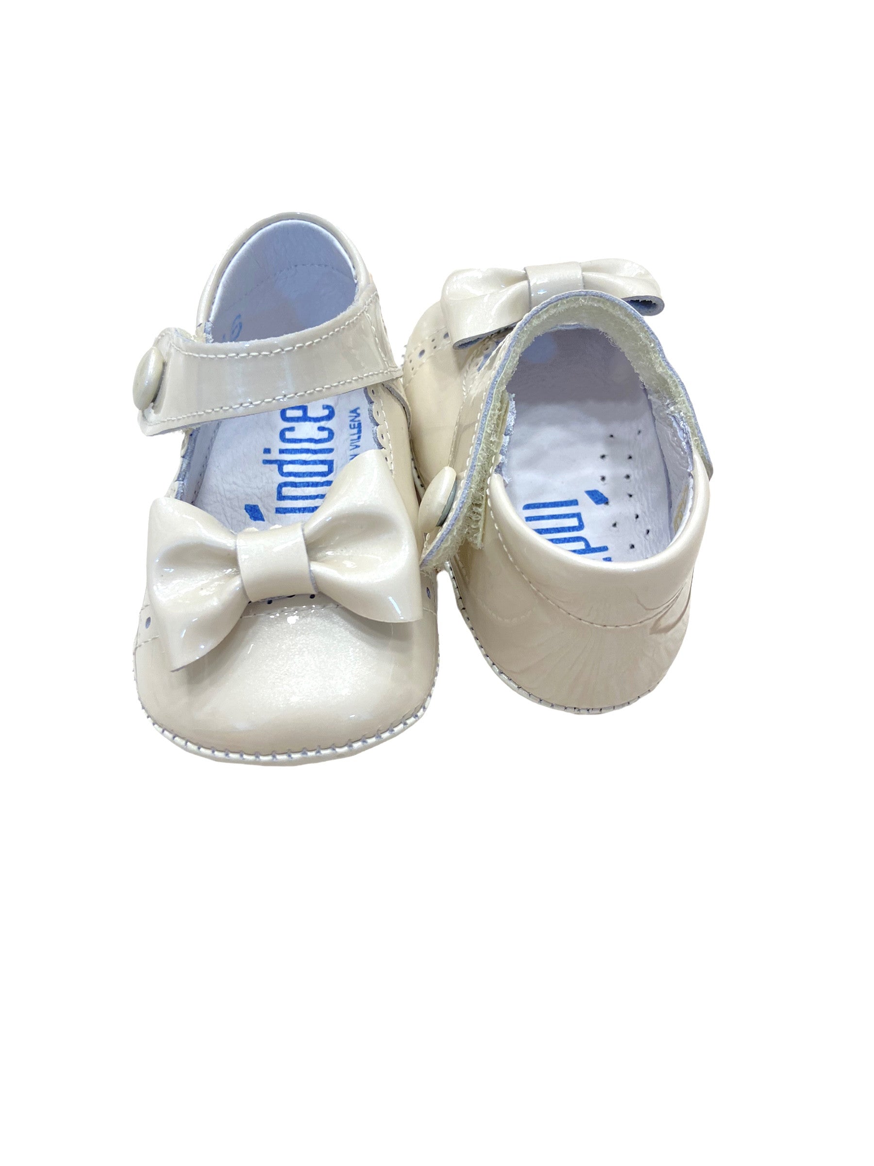 Scarpa Da Culla in Vernice Lucida Con Fiocco Neonata INDICE 1676V - INDICE - LuxuryKids