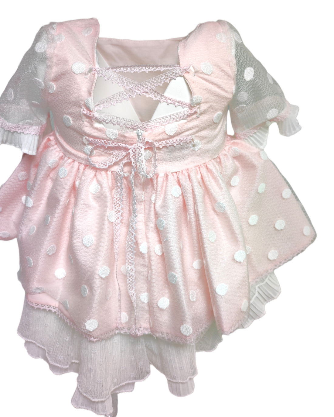 Abito Elagante Cerimonia Morbido In Organza Rosa E Bianco Neonata MIMOSA AFRODITA - MIMOSA - LuxuryKids