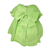 Abito Svasato In Lino Verde Con Fiocco Neonata LA SARTORIA DEI PICCOLI L124 - LA SARTORIA DEI PICCOLI - LuxuryKids