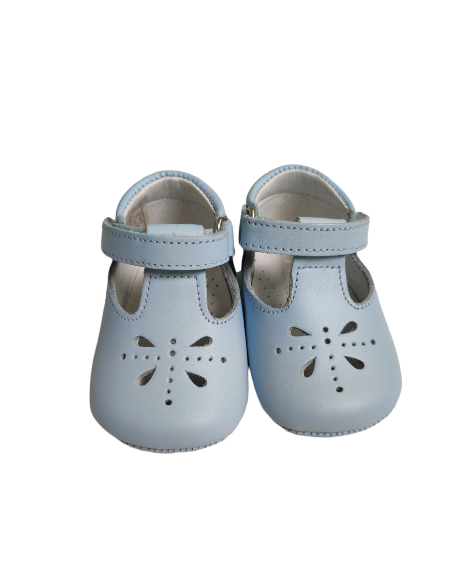 Scarpe Da Culla In Vera Pelle Traforata Celeste Neonato PANYNO A3010 - PANYNO - LuxuryKids