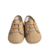 Scarpe Da Culla Modello Francesina In Lino Camel Neonato PANYNO A3020 - PANYNO - LuxuryKids