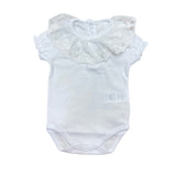 Body Mezza Manica Collo In Tulle Con Ricami In Cotone Neonata CALAMARO 19109 - CALAMARO - LuxuryKids