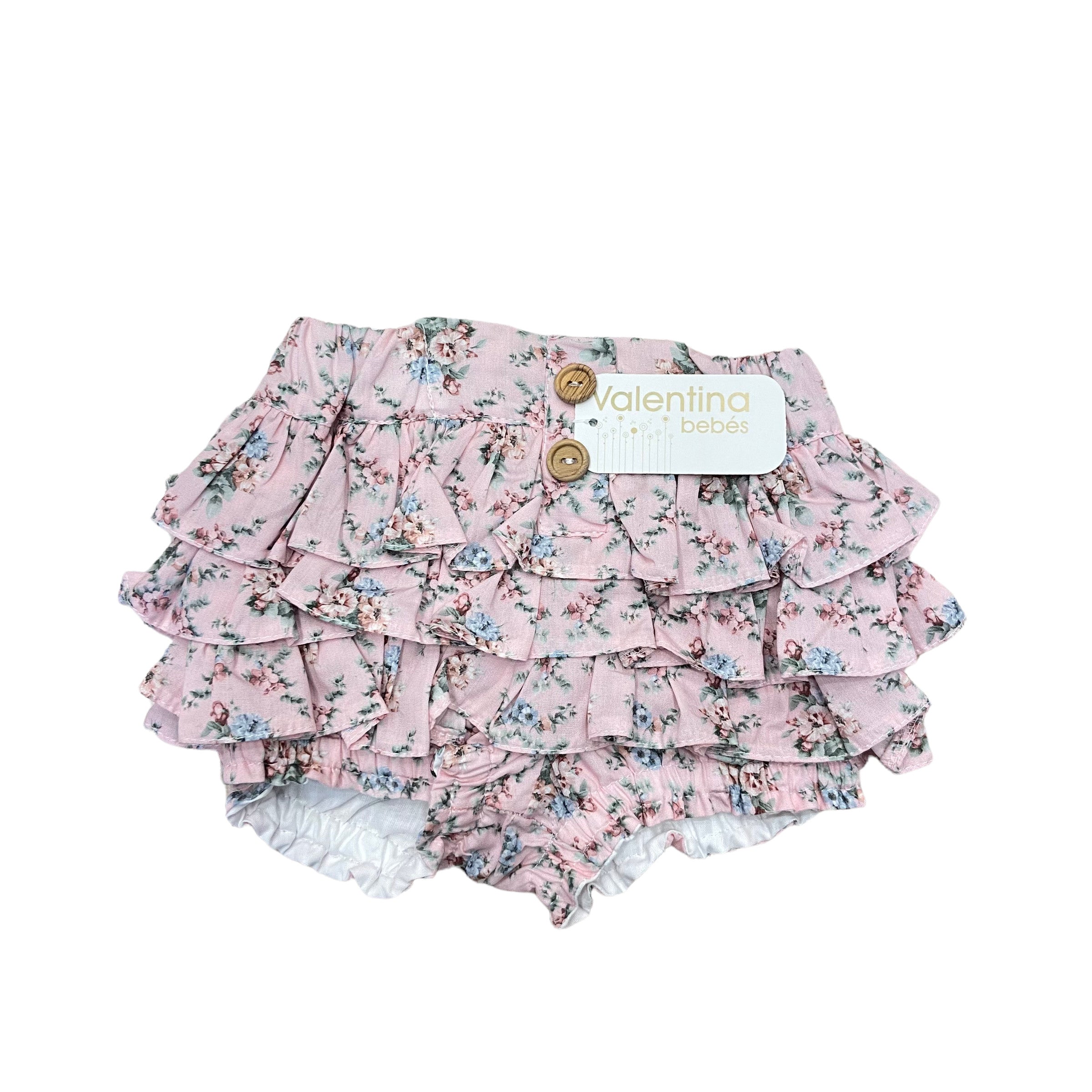 Culotte Con Balze Fantasia Floreale In Cotone Neonata VALENTINA BEBES BSS73 - VALENTINA BEBES - LuxuryKids