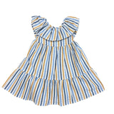 Abito Casual Smanicato Lungo Fantasia A Righe In Cotone Bambina JOSè VARON 42155 - JOSè VARON - LuxuryKids