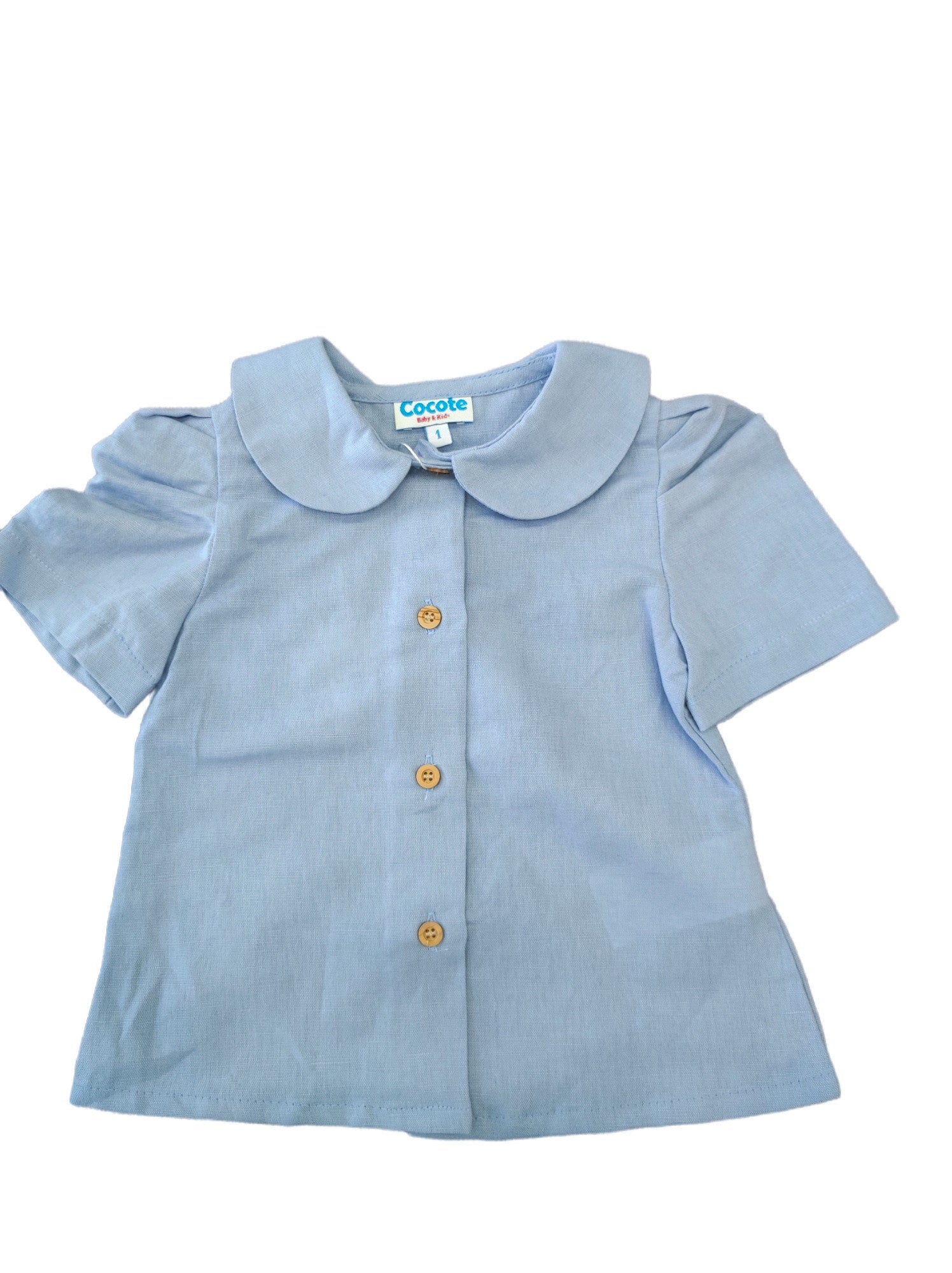 Camicia In Lino Manica Corta Con Sbuffo Neonata COCOTE 41082 - COCOTE - LuxuryKids