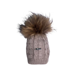 Cappello In 100% Pura Lana Con Pom Pon E Trecce Tortora Neonato I DELFI 1172 - I DELFI - LuxuryKids
