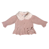Cardigan In Caldo Cotone Con Collo In Ecopelliccia Neonata A&J 123 - A&J - LuxuryKids