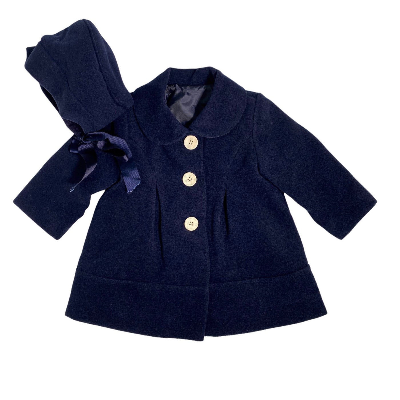 Cappotto Svasato Con Cuffia E Colletto In Panno Neonata DEL SUR 3992C - DEL SUR - LuxuryKids