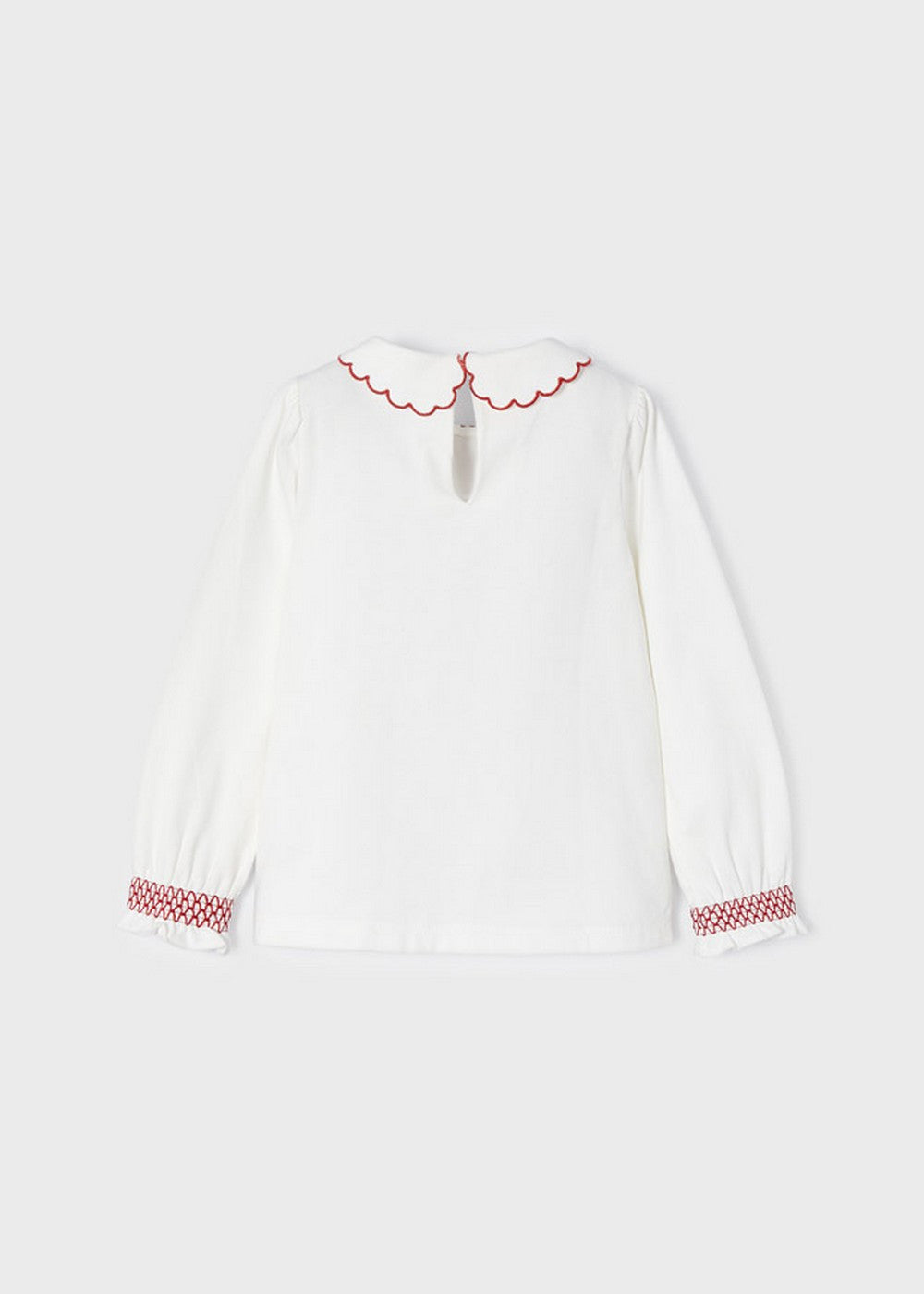 Blusa Manica Lunga Con Ricamo E Collo Tondo Ricamato Bambina MAYORAL 4190 - MAYORAL - LuxuryKids