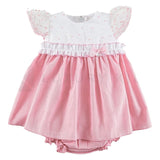 Abitino In Lino Fuxia Con Corpetto In Tulle A Pois Con Culotte Neonata Ninnaoh E2019 - NINNAOH - LuxuryKids