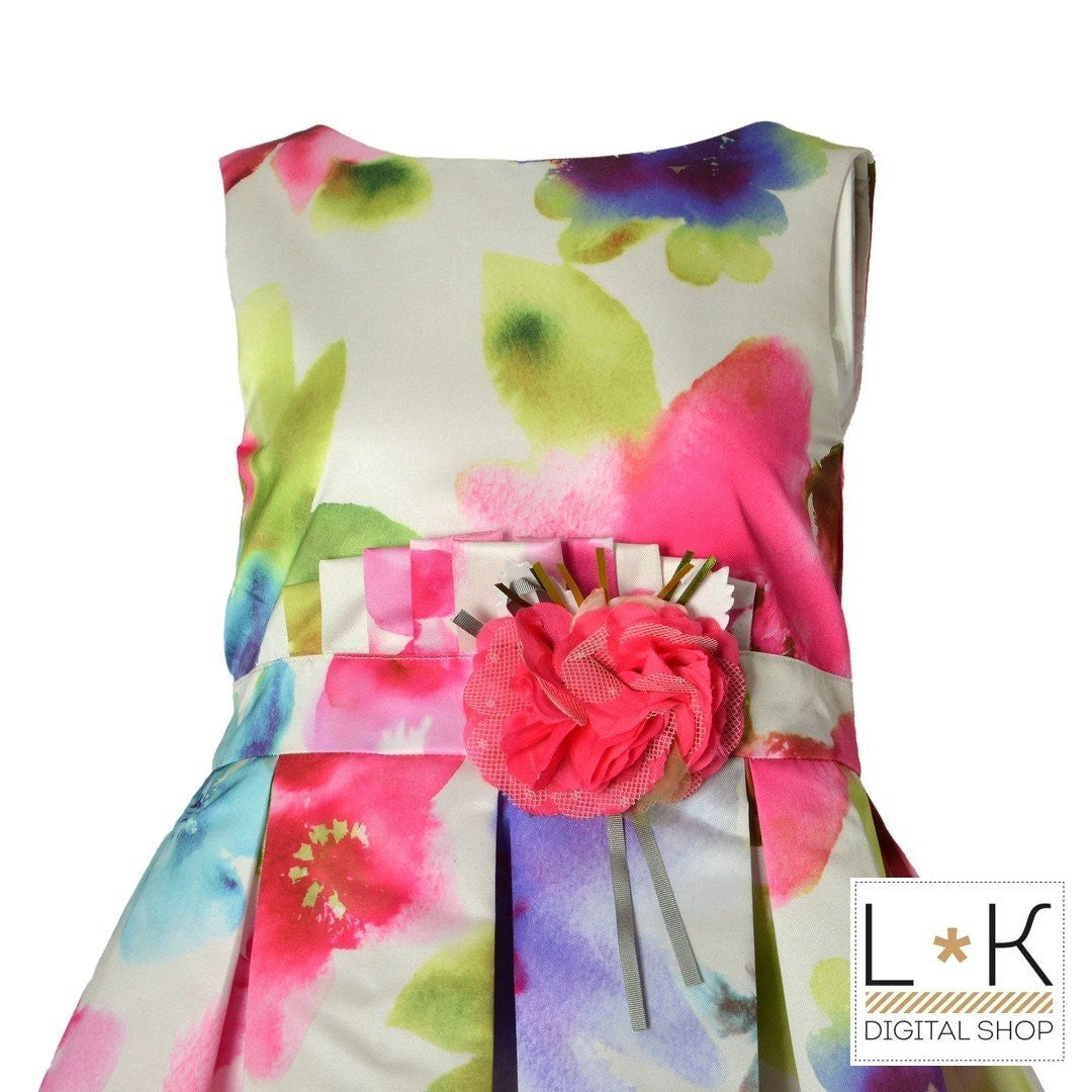 Abito Bambina Cerimonia Elegante Floreale Multicolour Mimil’_ 262 - MIMILU' - LuxuryKids