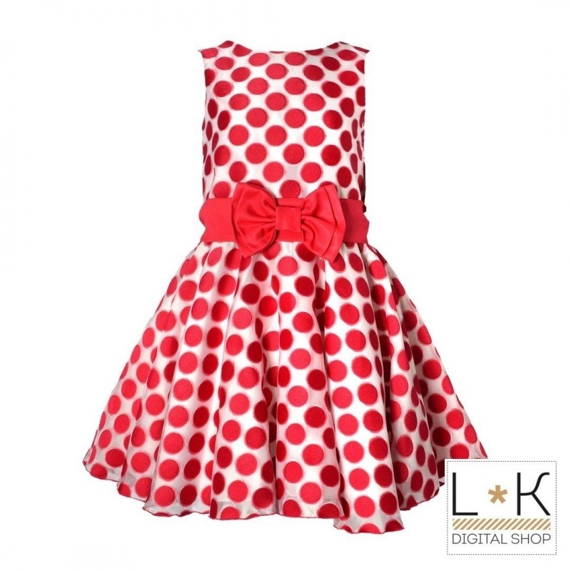 Abito Bambina Cerimonia Elegante Rosso Pois Mimil’_ 295 - MIMILU' - LuxuryKids