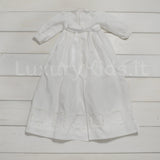 Abito Battesimale Longuette in Lino Bianco Neonata Creazioni Luana 153 - CREAZIONI LUANA - LuxuryKids