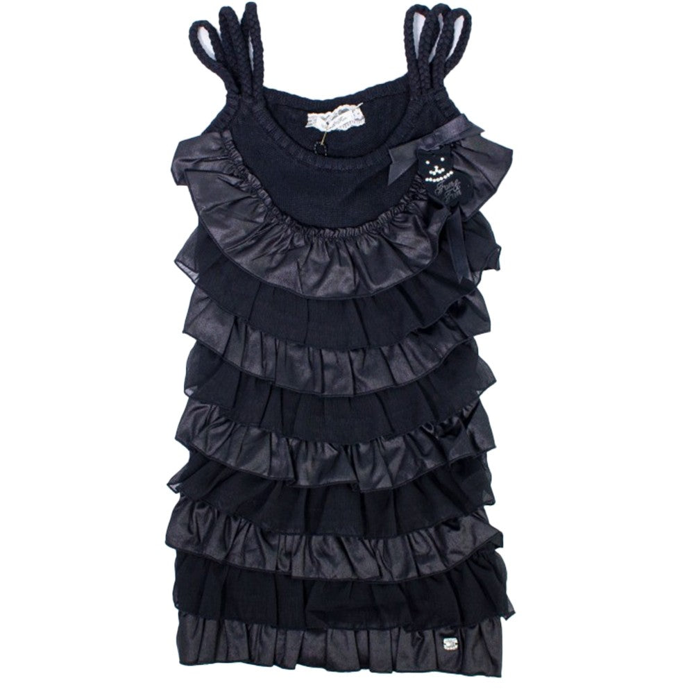 Abito con Balze Nero Bambina Fun&Fun FUNBDR0012 - FUN&FUN - LuxuryKids