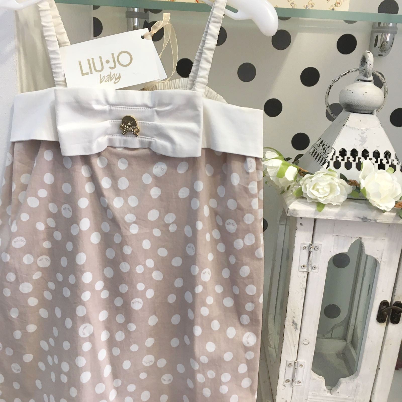 Abito con Bretelle a Pois Bambina Beige Liu Jo K13096 - LIU JO - LuxuryKids