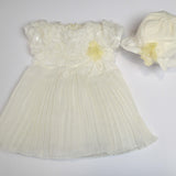 Abito con cappello Elegante  Panna in Organza Neonata Creazioni luana 561 - CREAZIONI LUANA - LuxuryKids