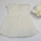 Abito con cappello Elegante  Panna in Organza Neonata Creazioni luana 561 - CREAZIONI LUANA - LuxuryKids