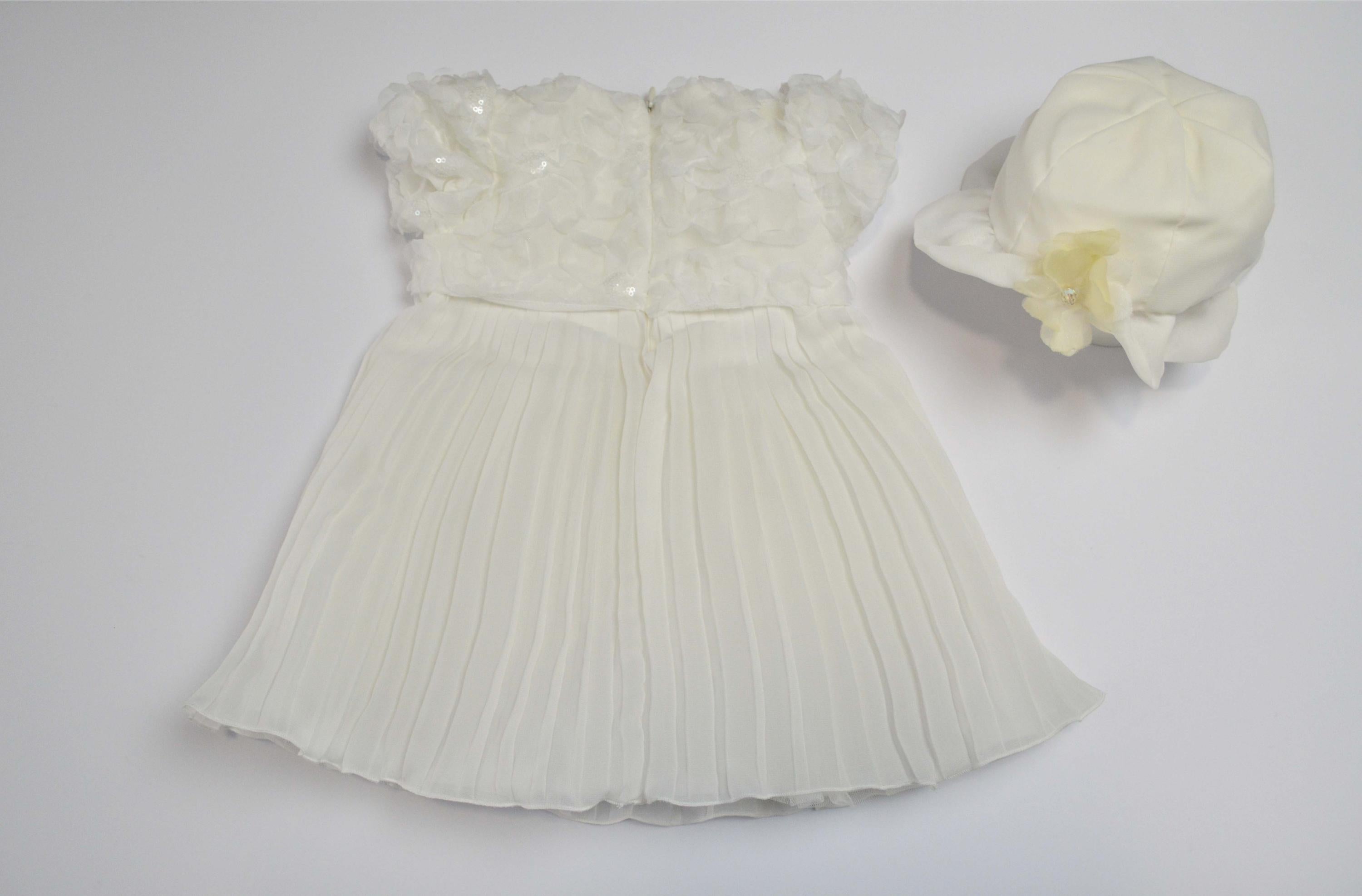 Abito con cappello Elegante  Panna in Organza Neonata Creazioni luana 561 - CREAZIONI LUANA - LuxuryKids