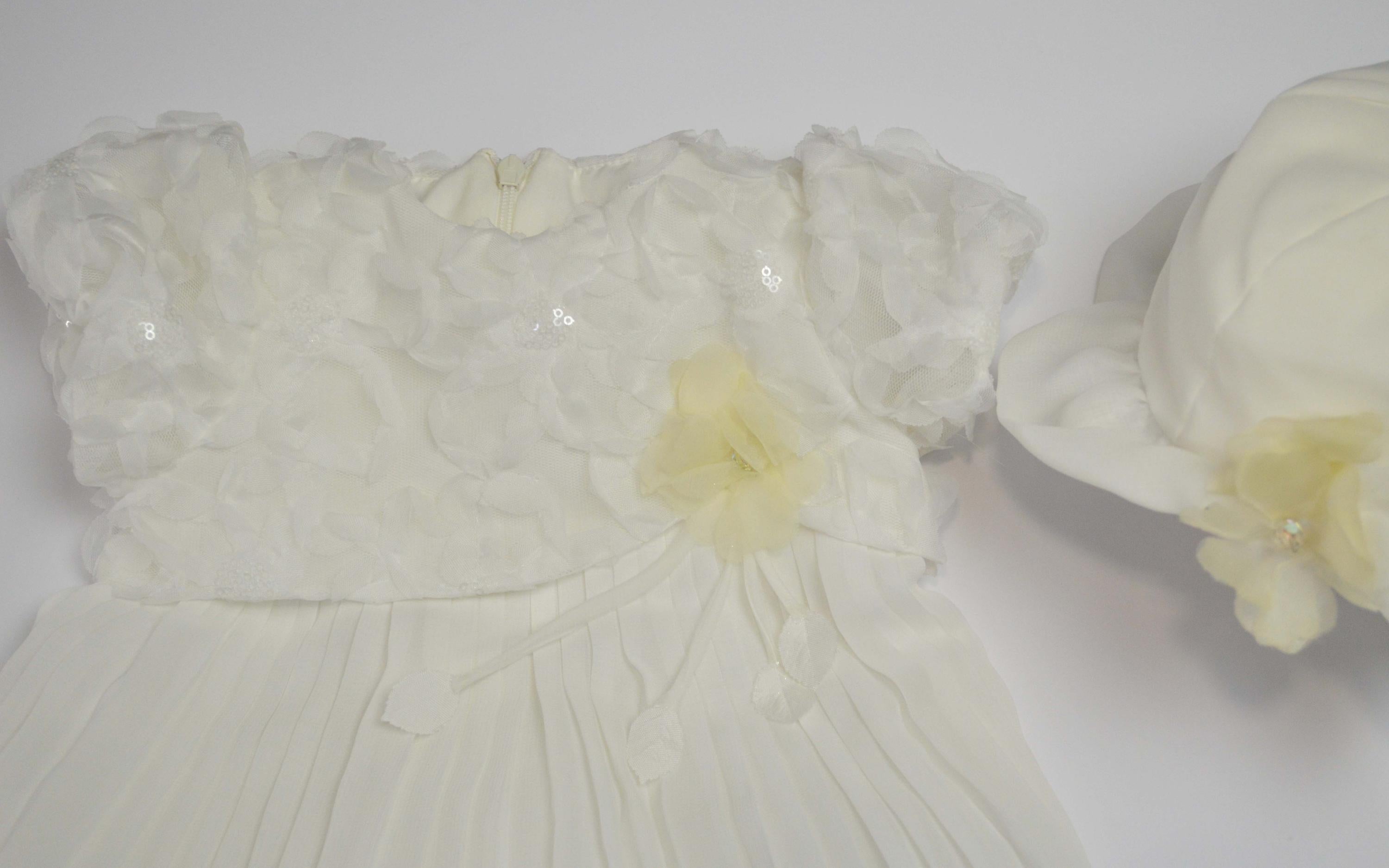 Abito con cappello Elegante  Panna in Organza Neonata Creazioni luana 561 - CREAZIONI LUANA - LuxuryKids