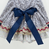 Abito Con Culotte Elegante In Caldo Cotone Grigio A Fiori Neonata Mimosa VALENCIA - MIMOSA - LuxuryKids