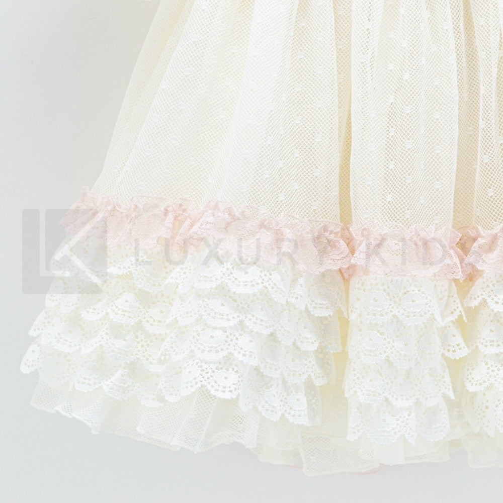 Abito Con Manichetta Elegante In Tulle  E Pizzo Neonata Carmy 2002 - CARMY - LuxuryKids