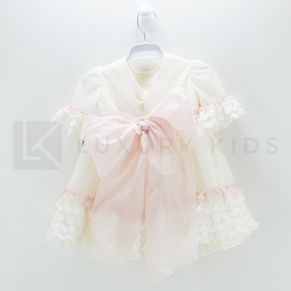 Abito Con Manichetta Elegante In Tulle  E Pizzo Neonata Carmy 2002 - CARMY - LuxuryKids