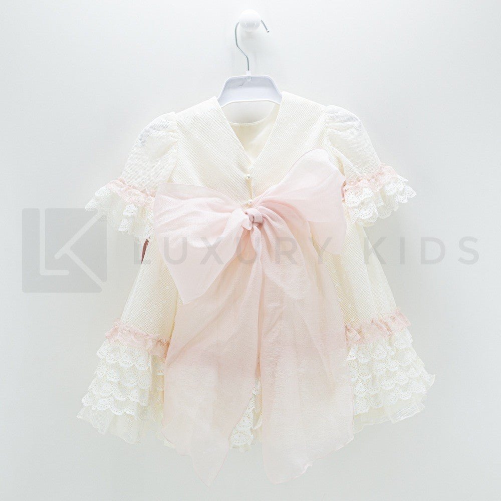 Abito Con Manichetta Elegante In Tulle  E Pizzo Neonata Carmy 2002 - CARMY - LuxuryKids