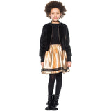 Abito con Zip Davanti Linea Couture Nero-Oro Bambina Fun&Fun FNJDR9702 - FUN&FUN - LuxuryKids