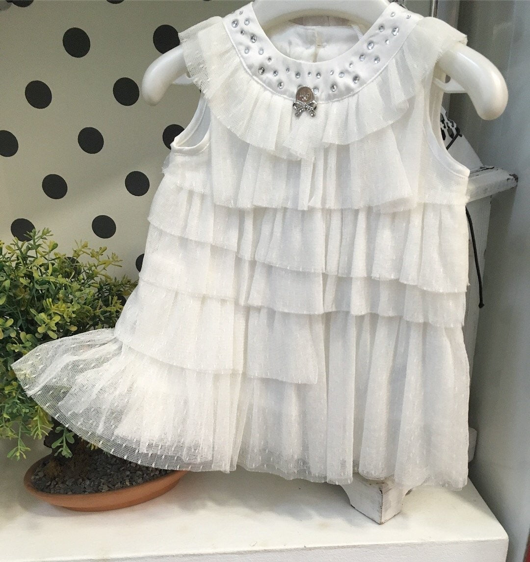 Abito di Pizzo Neonata Bianco Liu Jo H13059 - LIU JO - LuxuryKids