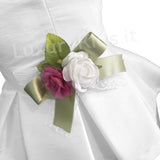 Abito Elegante a Bambolina Bianco-Verde Neonata La sartoria dei piccoli L429 - LA SARTORIA DEI PICCOLI - LuxuryKids