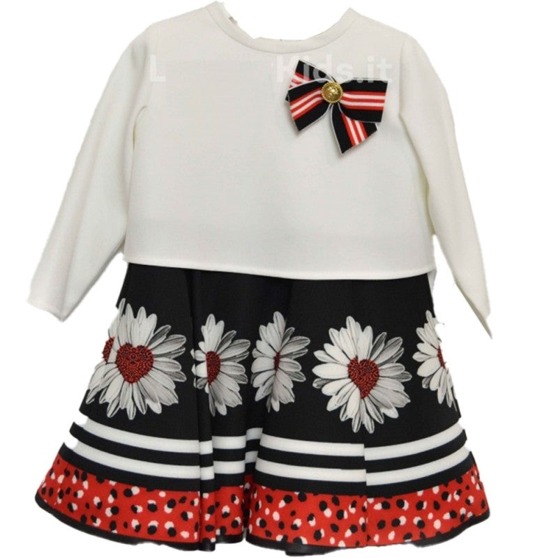 Abito Elegante cerimonia Neonata nero-bianco LOREDANA 7106A - LOLO' - LuxuryKids