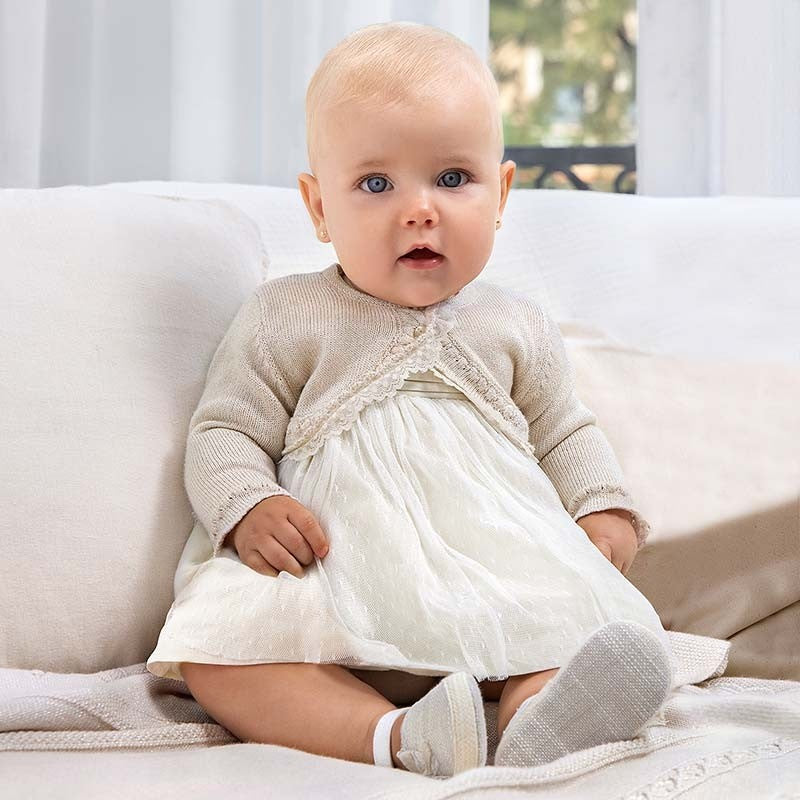 Abito Elegante Con Culotte In Tulle Sabbia Neonata MAYORAL 1823 - MAYORAL - LuxuryKids