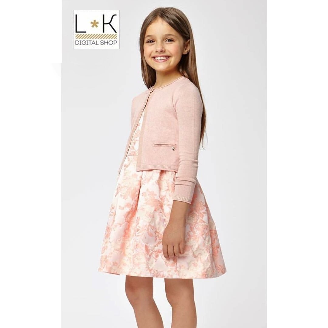 Abito Elegante Damascato Bambina Rosa Sarabanda S421 - SARABANDA - LuxuryKids