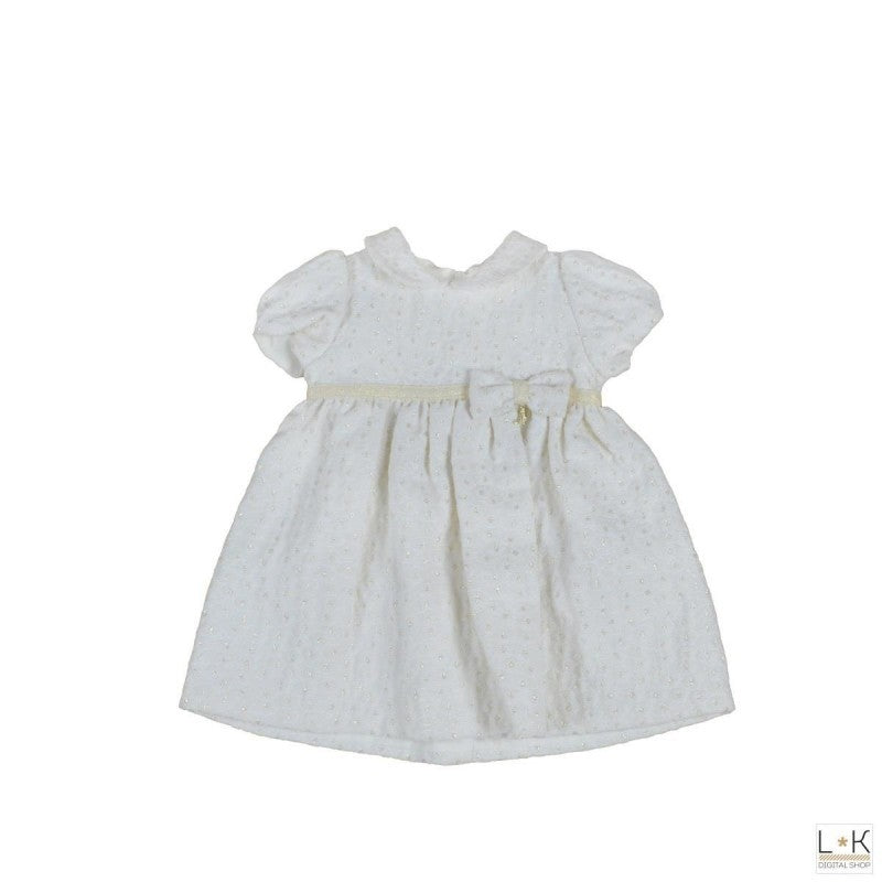 Abito Elegante Damascato Bianco-Oro Neonata Ninnaoh I1556 - NINNAOH - LuxuryKids
