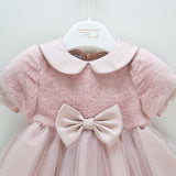 Abito elegante ecoPellicciotto Neonata Rosa Antico Martinez 1110 - ALESSANDRO MARTINEZ - LuxuryKids