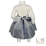 Abito Elegante In Lana E Tulle Panna Cerimonia Neonata Caf 350 - CAF - LuxuryKids