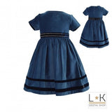 Abito Elegante in Velluto Bambina Blu Piccola Speranza PS16030 - PICCOLA SPERANZA - LuxuryKids