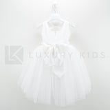 Abito Elegante Made In Italy Bianco Con Gonna In Tulle Bambina Le Chicche 65 - LE CHICCHE - LuxuryKids