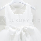 Abito Elegante Made In Italy Bianco Con Gonna In Tulle Bambina Le Chicche 65 - LE CHICCHE - LuxuryKids