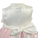 Abito Elegante Tulle Panna Rosa  Battesimo Neonata Bufi B10018A - BUFI - LuxuryKids